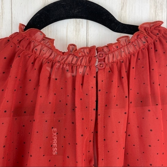 Express NWT rust polka dot blouse - Picture 6 of 7